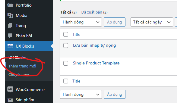 Tạo layout trang chi tiết sản phẩm bằng Block (Custom Layout Theme Flatsome) 2 Tạo Block trống